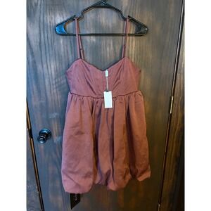 ASTR The Label Brown/Red Satin Bubble Hem Mini Dress Corset Bodice NWT Size M